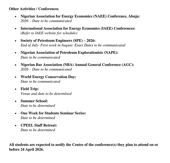 CPEEL Academic Calendar 2025/2026